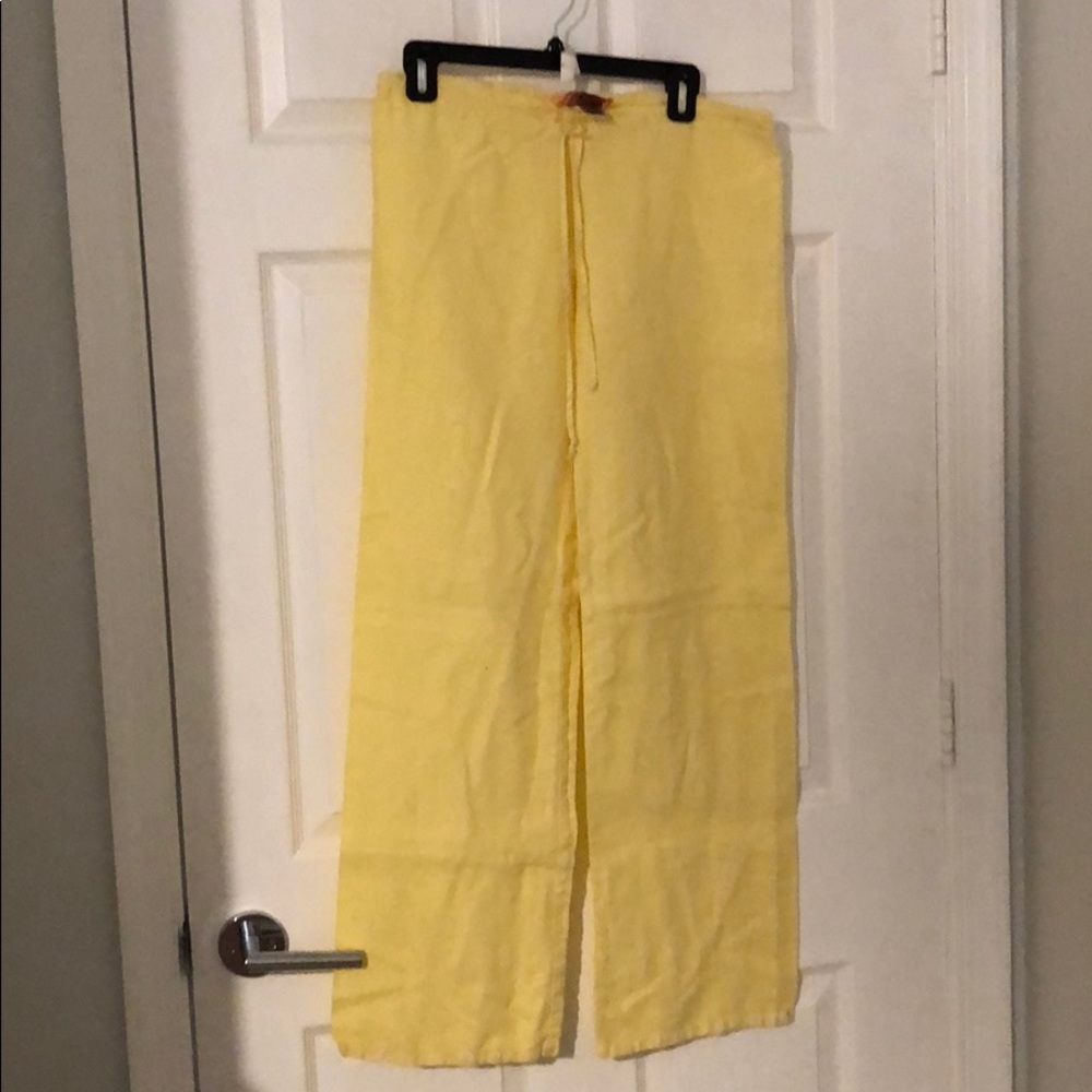 Juicy couture yellow linen drawstring pants
